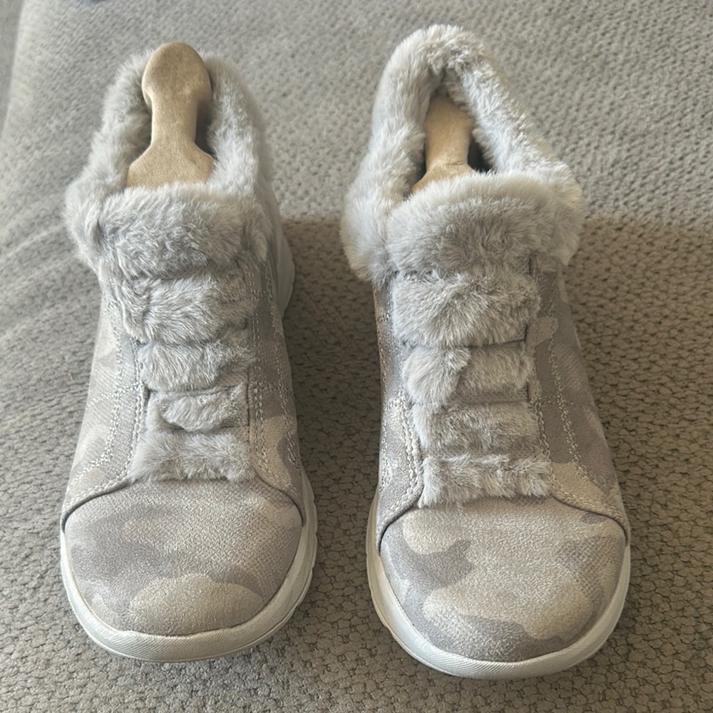 Women's BZees Gray Fur-Lined Sneakers